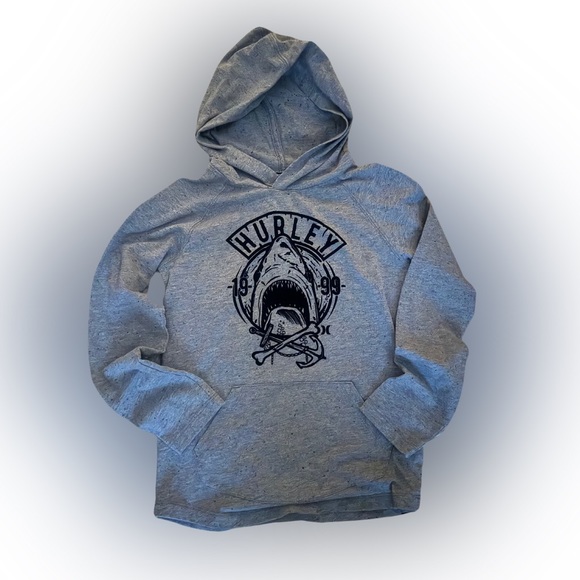 NWOT HURLEY Grey shark hoodie, kangaroo pocket - Picture 1 of 4